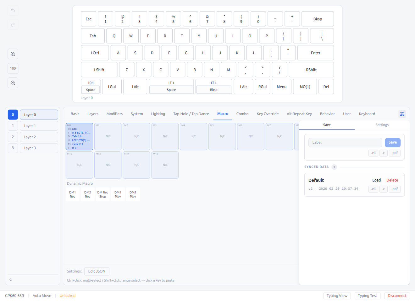 Editor Settings — Save