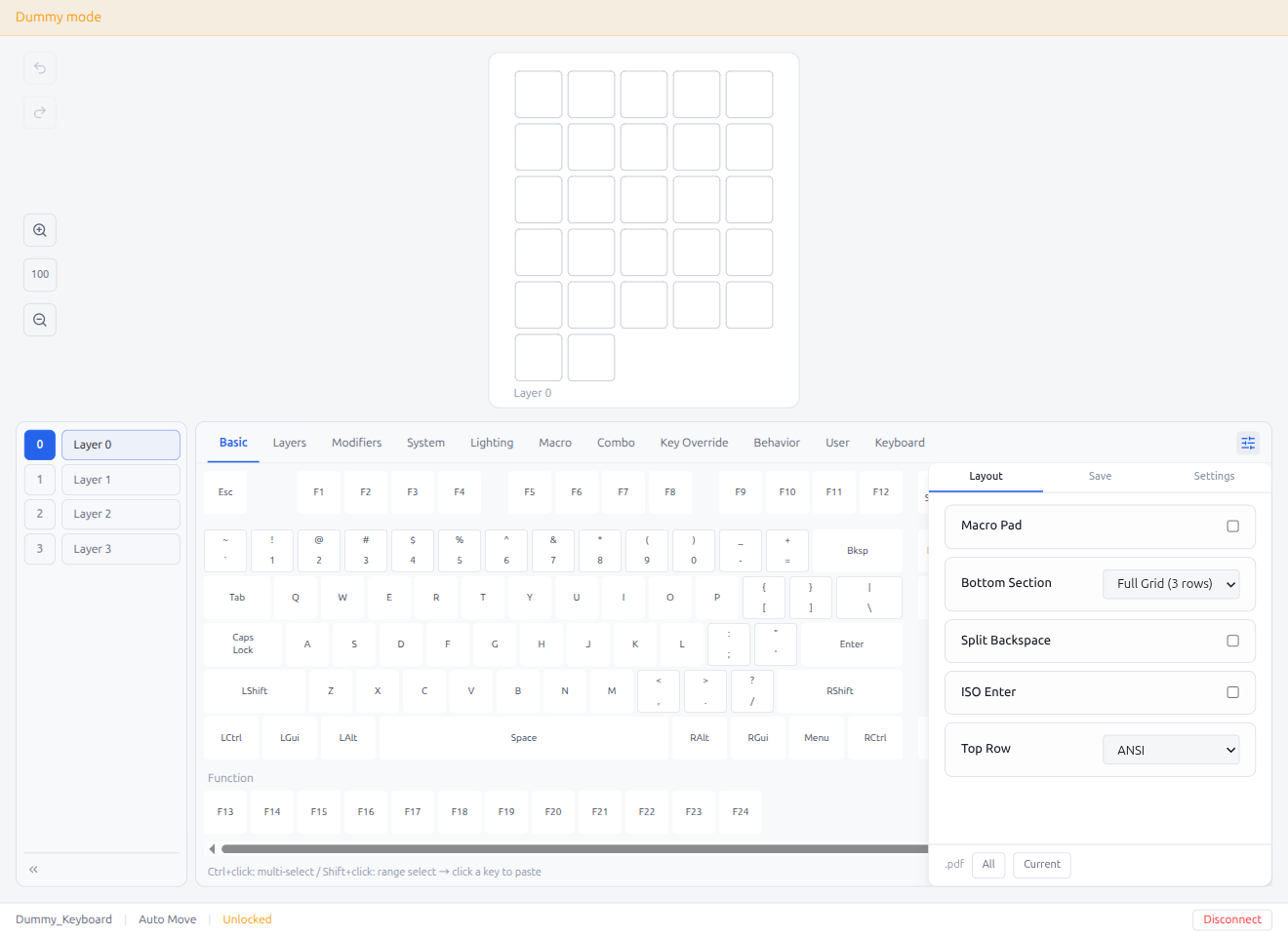 Layout Options Panel