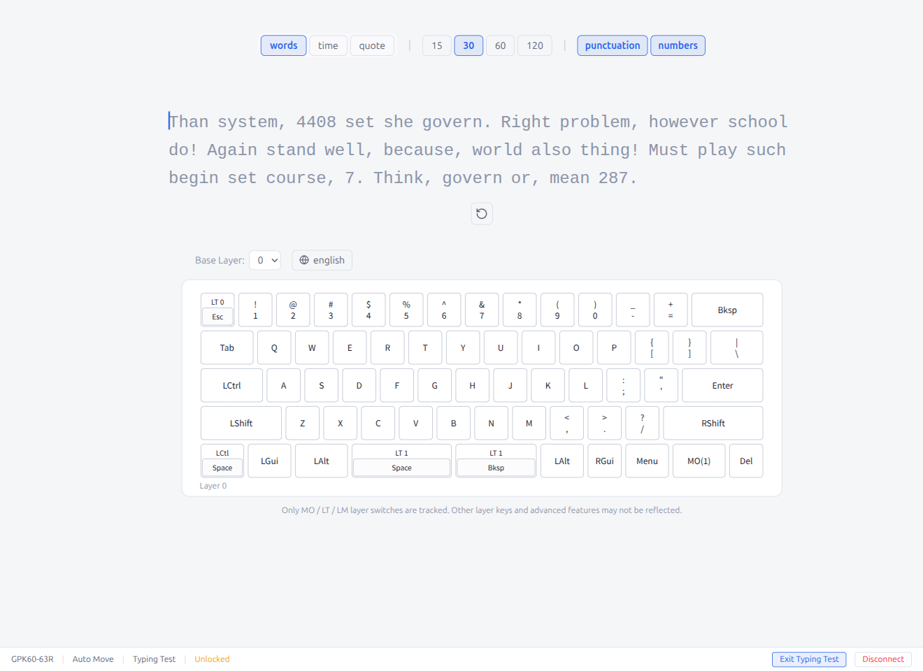 Typing Test — With Options